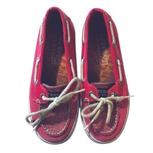 Sperry Topsider Girls Bahama Pink Glitter Boat Shoes 12.5